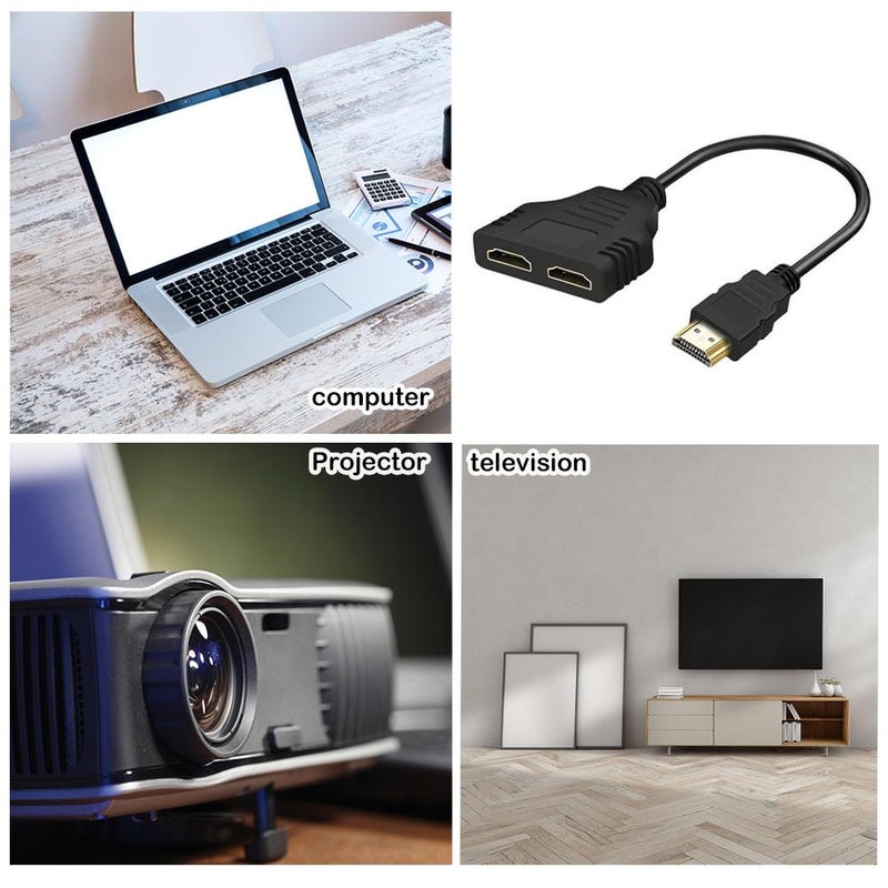 HDMI Splitter Cables Male 1080P to Dual Female 1 to 2 Way HDMI Splitter Adapter Cable for Dual Monitor/TV, Game Console, PC, Blu-ray Player - Image 3